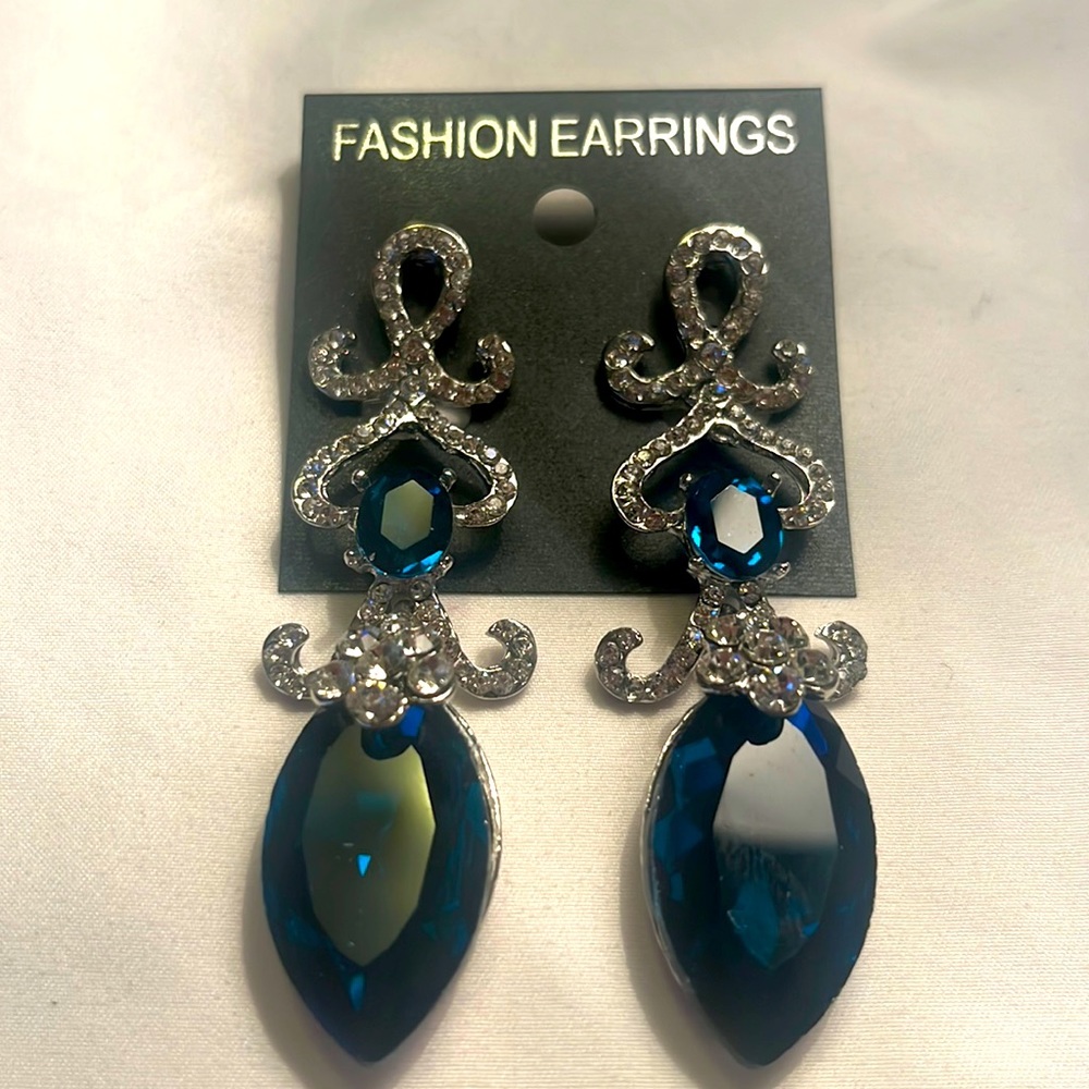 Turquoise formal rhinestone earrings